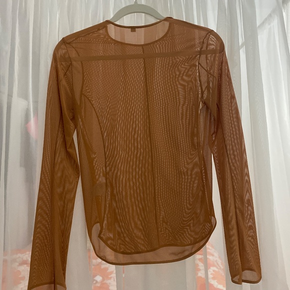 Mame Kurogouchi Uniqlo long sleeve brown mesh shirt - Picture 7 of 7